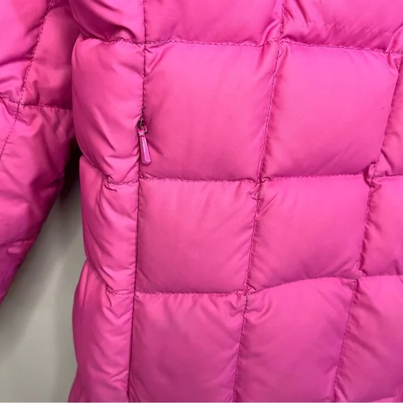 Lands End Girls Pink Goose Down Puffer Jacket Long Parka Winter Coat Size L (14) - Picture 4 of 11